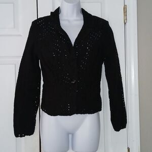 Alexis & Avery eyelet business casual black blazer Sz 6  EUC